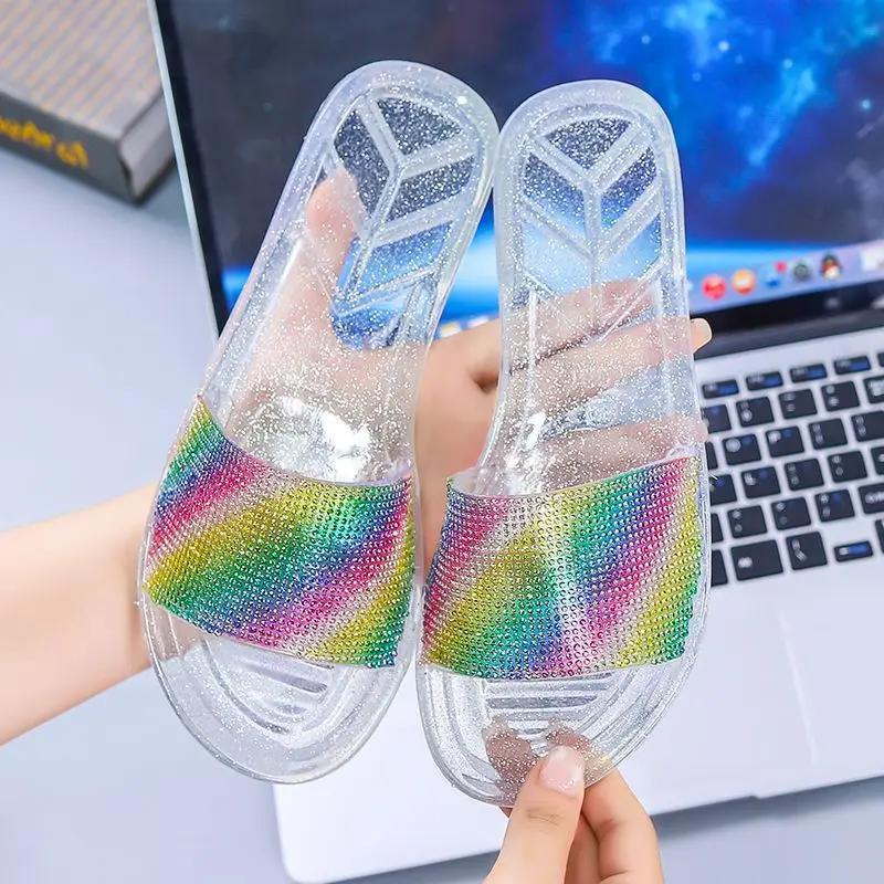 Clear Living Room Women's Slippers and Ladies Sandals Jelly Transparent Shoes Indoor Slides Home House Summer Footwear Pvc Vip