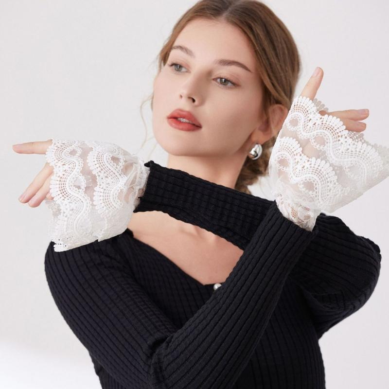 Breathable Lace Detachable Sleeve Wrist Cuffs Sleeves Multipurpose Arm Covers For Office Women Formal Event Daily Outfit