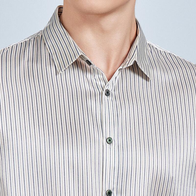 Antonio Men's 90.8% Silk Striped Short Sleeve Shirt
