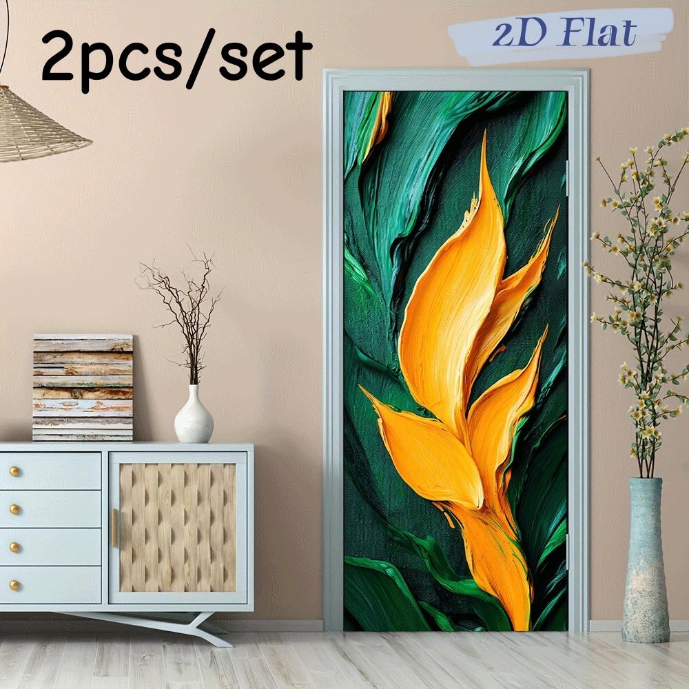 

2pcs tropical art wall stickers creative home decoration stickers living room entrance bedroom background wall stickers simple m (as the picture,38.5x200cmx2)