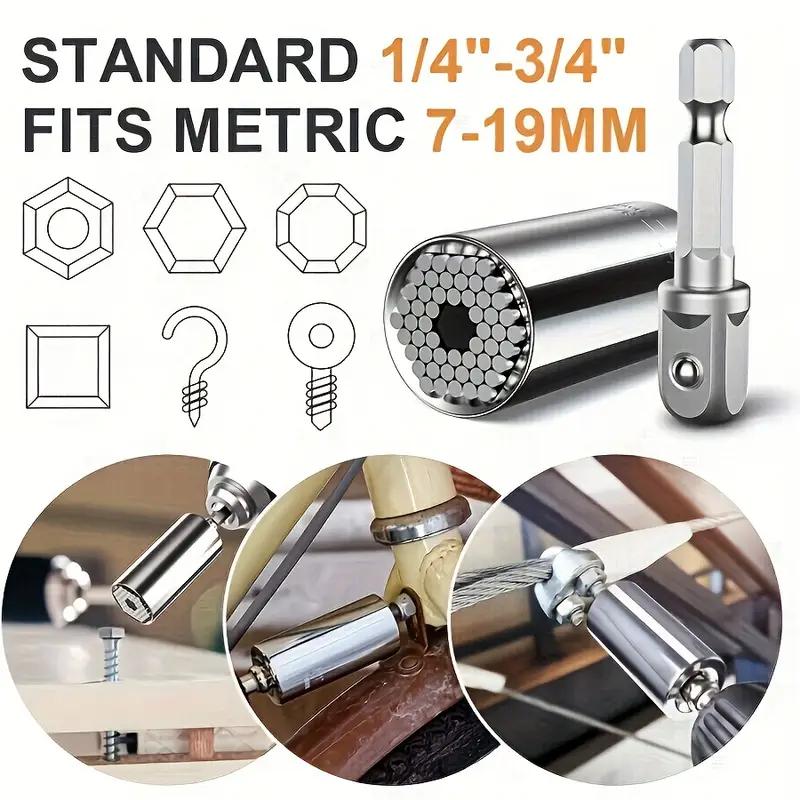 Universal socket wrench set 7-19mm multifunctional universal electric socket tool quick ratchet wrench with 3/8 connecting rod.