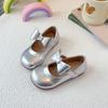 Kids Flat Shoes Solid Color Versatile Girls Leather Shoes Sweet Bows 2025 New Children Princess Shoes Round Toes Ins Trendy