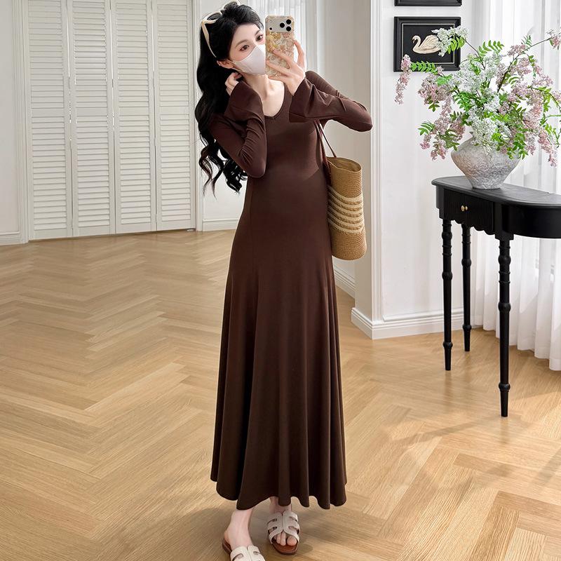 2026 Spring Korean V-neck Long Sleeve Maternity Dress L