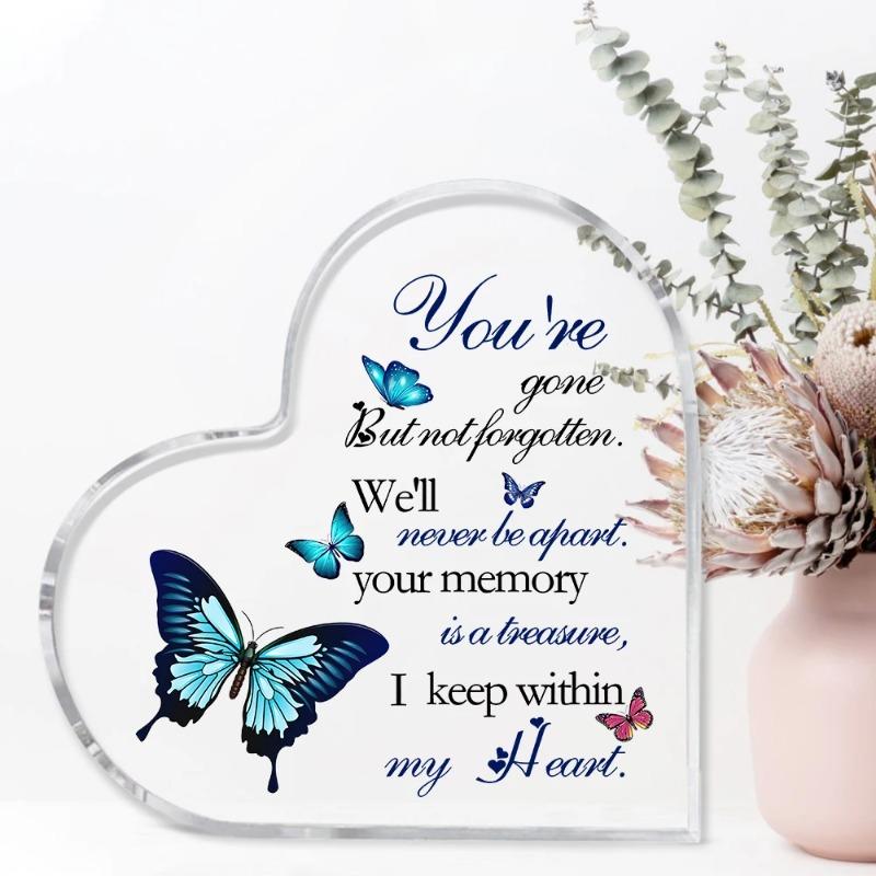 2D Flat Bereavement Condolences Grief Gifts Acrylic Desktop Decorative Plaque, Butterfly Design, Home Decor Plaque Hanging Wall Art Decorative Garden
