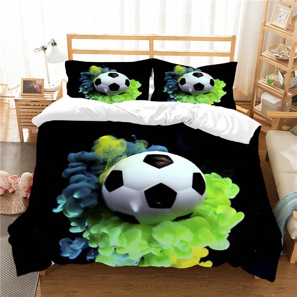 Hot Sell Fashion 3D Creative Bedding Suit Football Quilt Cover Luxury Bed Set Soccerl Home Bedroom Bed Decor Microfiber Soft Duvet Cover