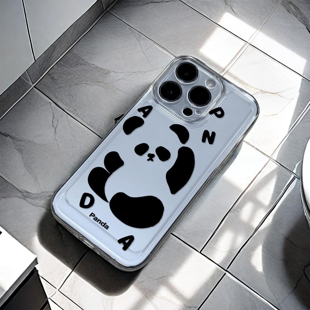 Panda English Luxury Soft Phone Case For iPhone 15 14 13 12 11 Pro Max X XS Max XR 7 8 Plus SE 2020 Case Cover Funda Coque