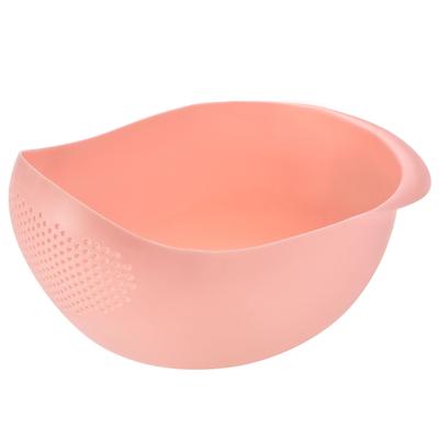 Uxcell Rice Washing Colander, Rice Washer Colander, Fruit Washing Bowl, Multipurpose Plastic Fruit and Vegetable Drainer Basket Kitchen Gadget, Pink