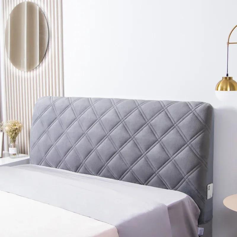 Plush Soft Bed Headboard Cover Solid Color High Elasticity Bed Head Slipcover Anti-dirty Easy To Clean Bed Back Rest Home