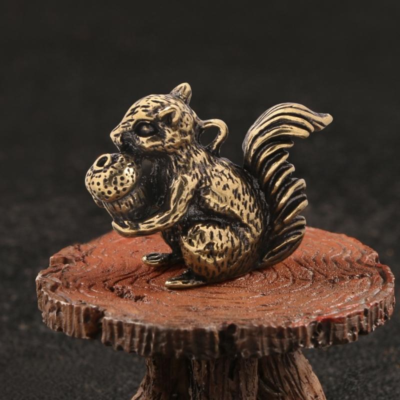 2Pcs Handcrafted Brass Squirrel Incenses Stick Burners Keychain Charm For Desk Decors And Fragrances Diffusions