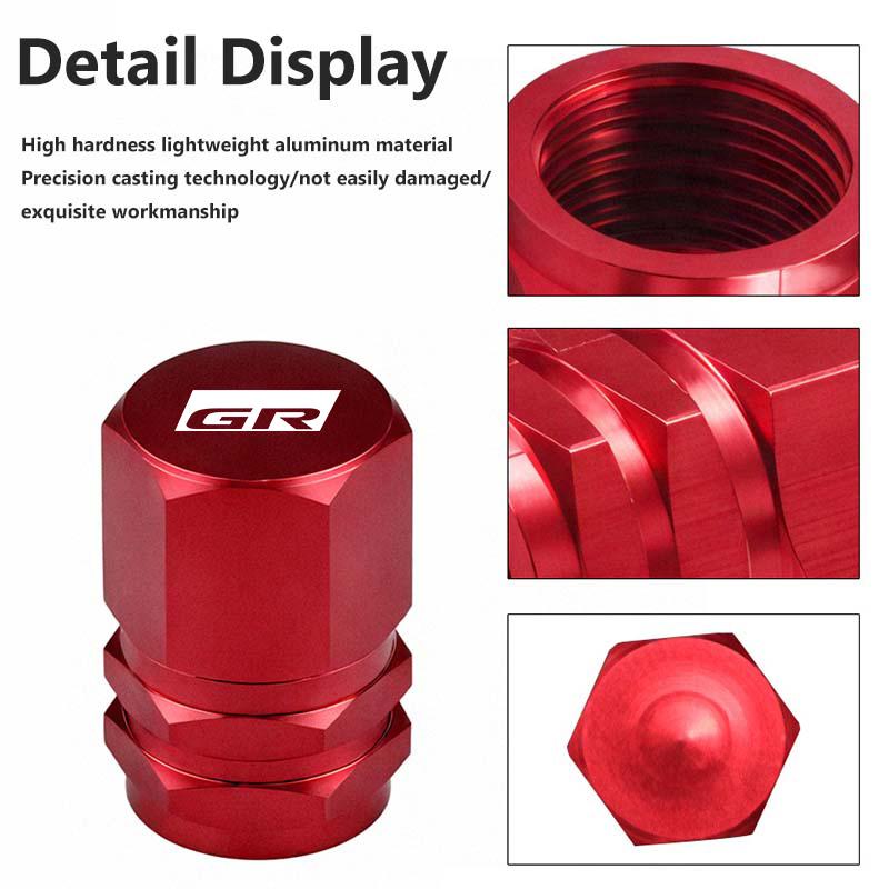 4pcs Aluminum Car Styling Wheel Tire Tyre Valve Air Stem Cap Cover Accessories For Toyota CHR Land Cruiser RAV4 Camry Fortuner