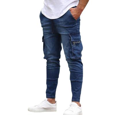 Men's Slim Fit Stretch Jeans Casual Fashion Multi Pocket Cargo Denim Pants High Street Men's Jeans Work Hip Hop Trousers