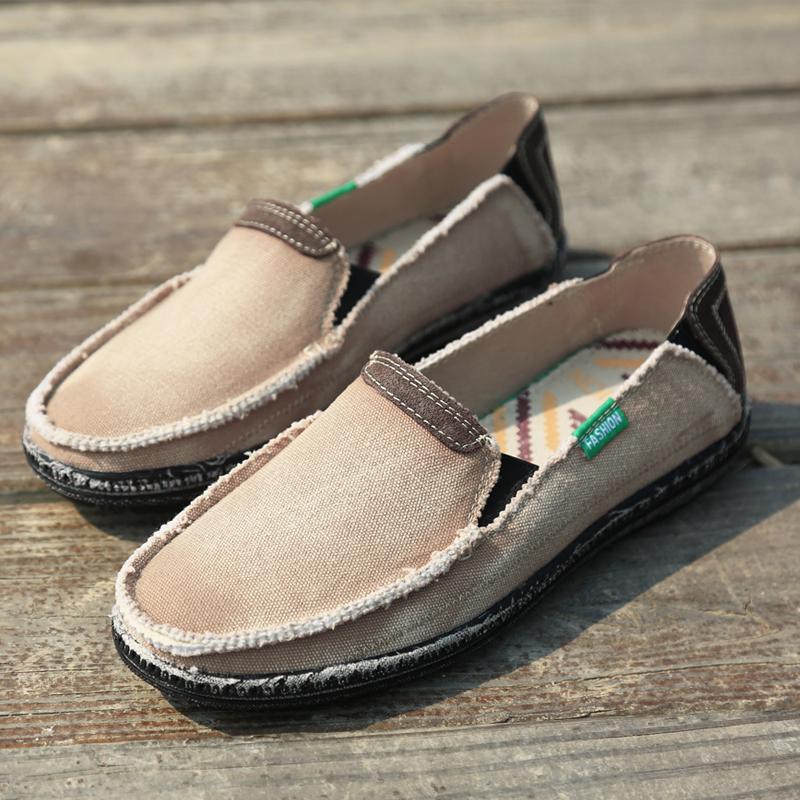 Outdoor Men's Casual Denim Canvas Footwear Fashion Style Designer Loafers Breathable Mens Sneakers Slip On Male Vulcanize Shoes