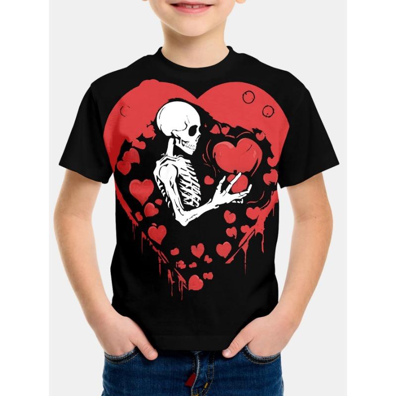 Girl Clothes Children's Clothing Short Sleeve Children's T-Shirts Boy Clothes Skull Print Vintage Children Summer Clothes Tops