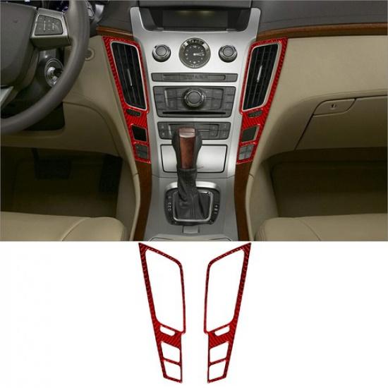 Red Carbon Fiber Interior Center Air Vent Cover Trim For 2008-13 Cadillac CTS