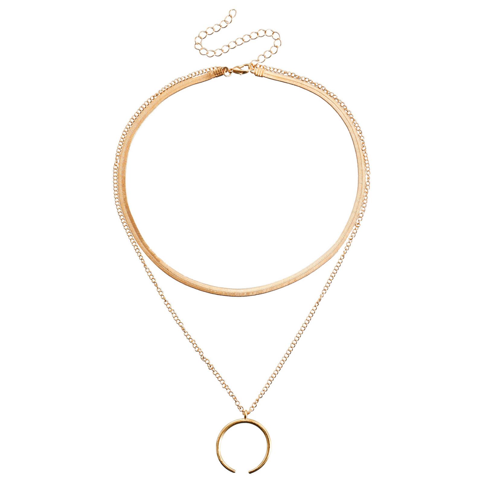 

Accessories: European And American Minimalist Curved Crescent Pendant Necklace, Fashionable And Versatile Moon Clavicle Chain.