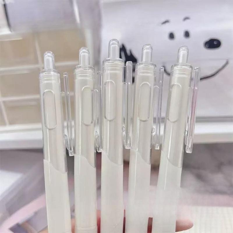 Office School Supplie Calabash Head Brush Question White High Value Student 0.5 Push Type Gel Pen Black Exam Carbon Kawai Lovely