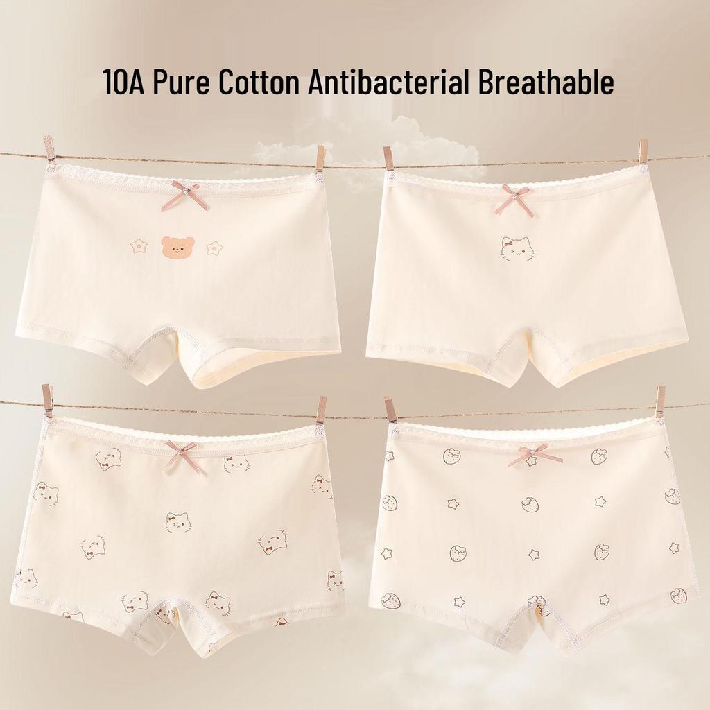 Girls' Growth Underwear: Soft 4-Corner, No-Pinch, Flat-Legged, Antibacterial 10A Baby Pants