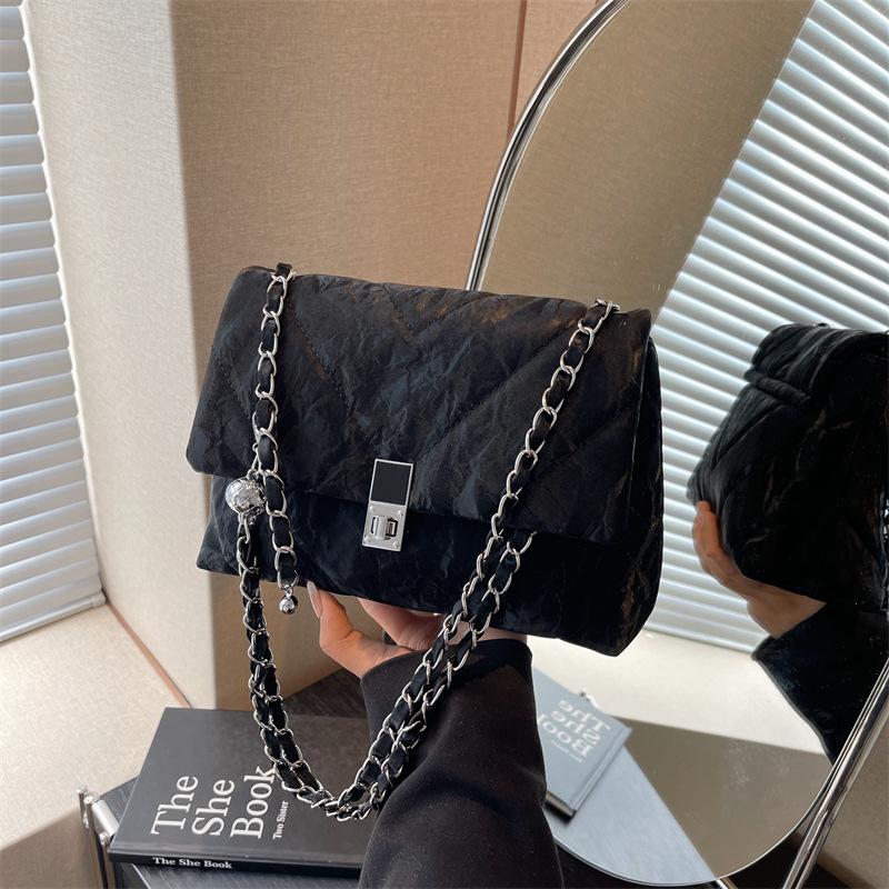 

Popular bag women s new fashion shoulder bag chain bag high-end messenger bag чёрный