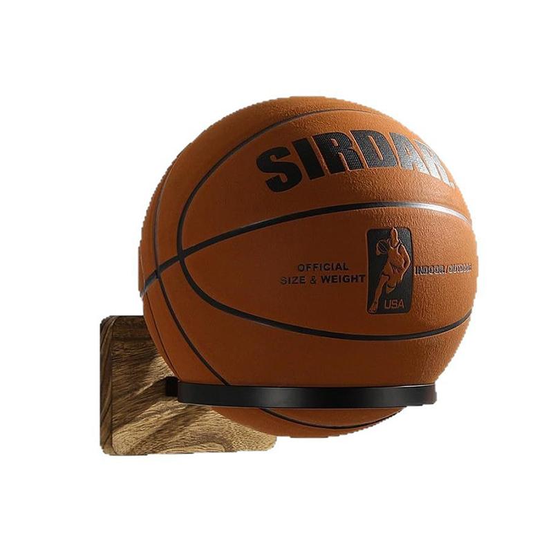 basketball hoop Wall Mount Ball Storage Rack - Wood & Metal Ball Holder Organizer For Basketball, Soccer | Wall Display Stand