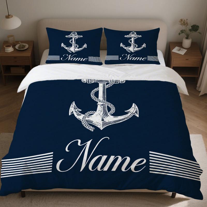 

Custom-Designed Duvet Cover Sets With Nautical Anchor And Compass Patterns Are Ideal For Decorating Bedrooms Guest Rooms EU Single(135*200cm)3pcs