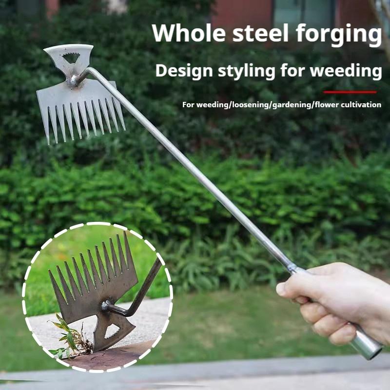 Manganese Steel Weeding Rake Double-End Rake Shovel Multi-Purpose Digging Vegetables Loosen Soil Gardening Planting Hand Tools