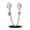 Silver Clasp 925 Silver CZ Pave Clip Charms Daisy Beads Stopper Safety Chain Fit Original Bangle Bracelet Jewelry Clip