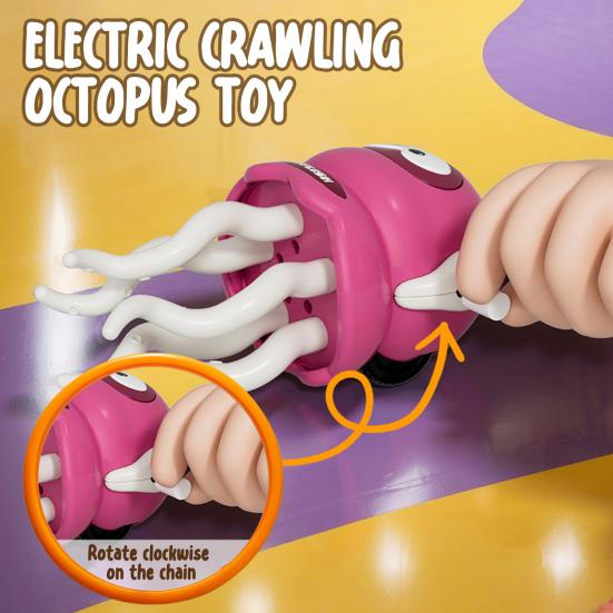 

Electric Dancing Octopus Toy with LED Lights Music Smart Obstacle Avoidance Octopus Toy Toddlers Boys Girls Crawling Cartoon Octopus Toy червоний
