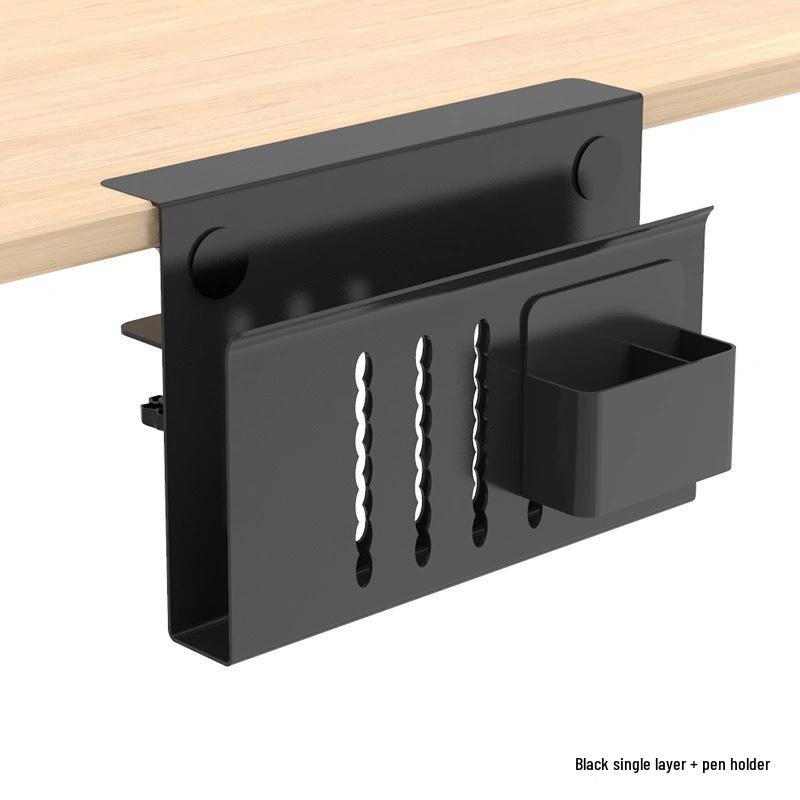 Multi-Functional No-Drill Vertical Laptop Cooling and Storage Rack for Desks