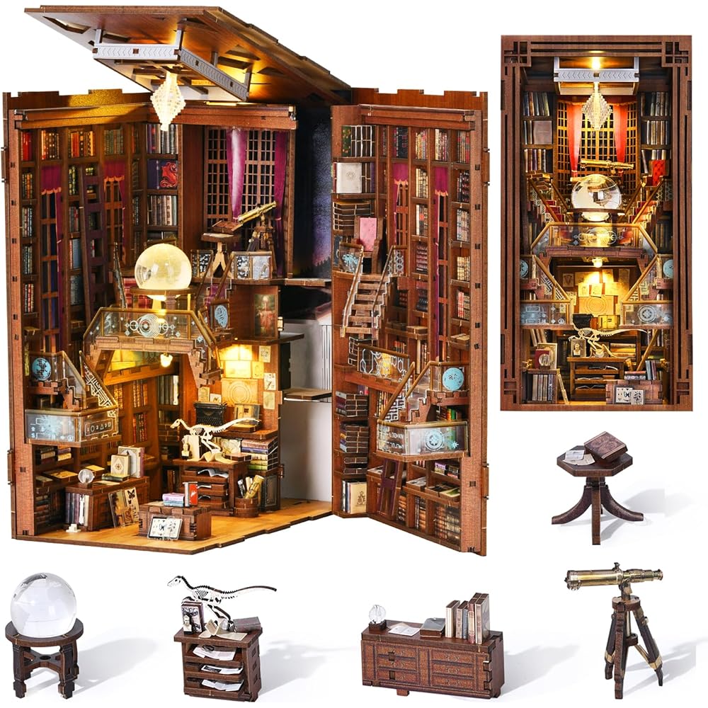 

MiniCity DIY Book Nook Kit Miniature House Kit with LED Light for Beginners Teens Adults