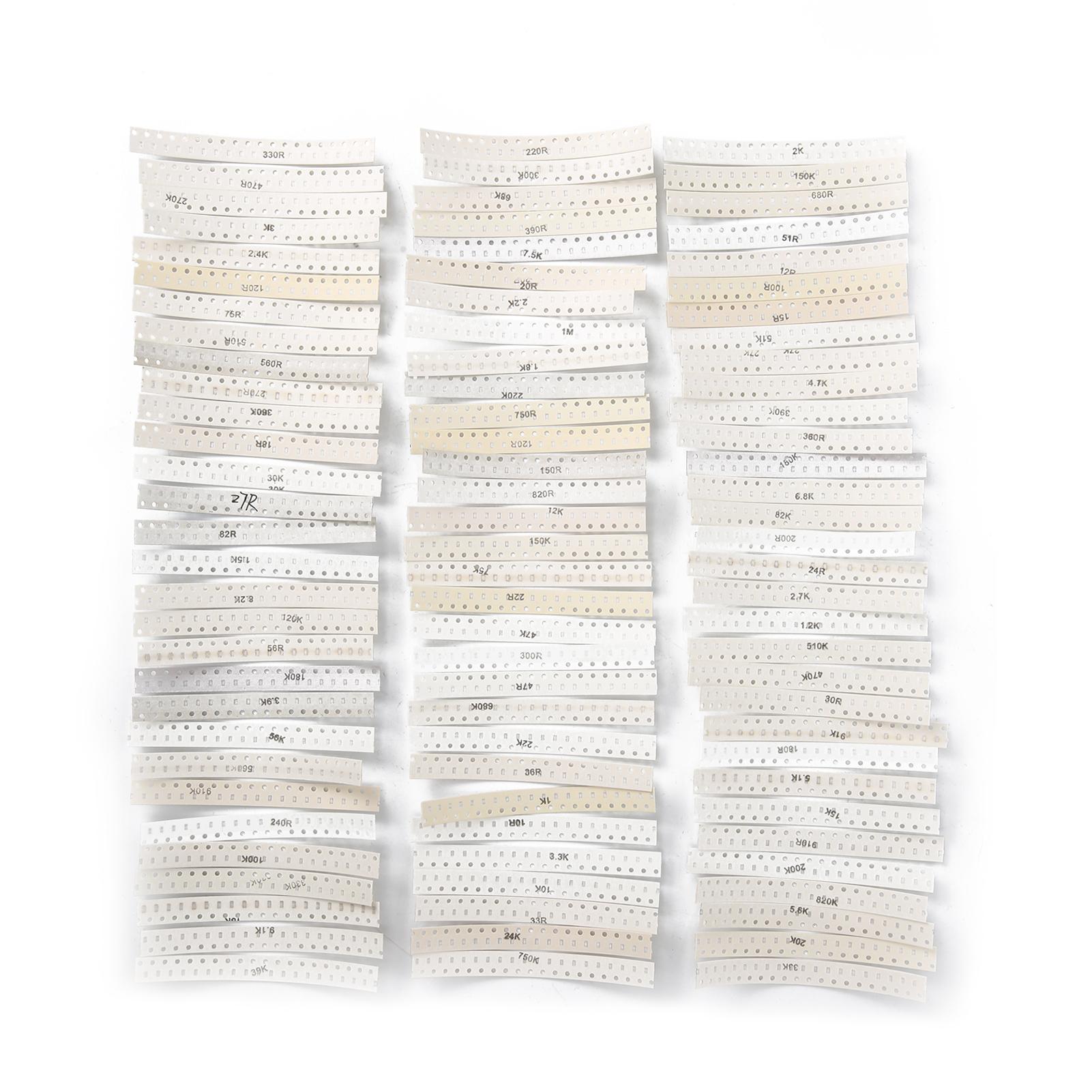 

1800 шт 110 Вт 90 номіналів 0603 SMD чіп-резистори Зразок 1 відсоток Набір резисторів Асортимент Компоненти Набір