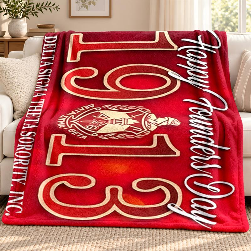 Delta Sigma Theta 1913 blanket Flannel Blanket Soft Cozy Plush Throw for Sofa Bed Lightweight Home Decoration Outdoor camping