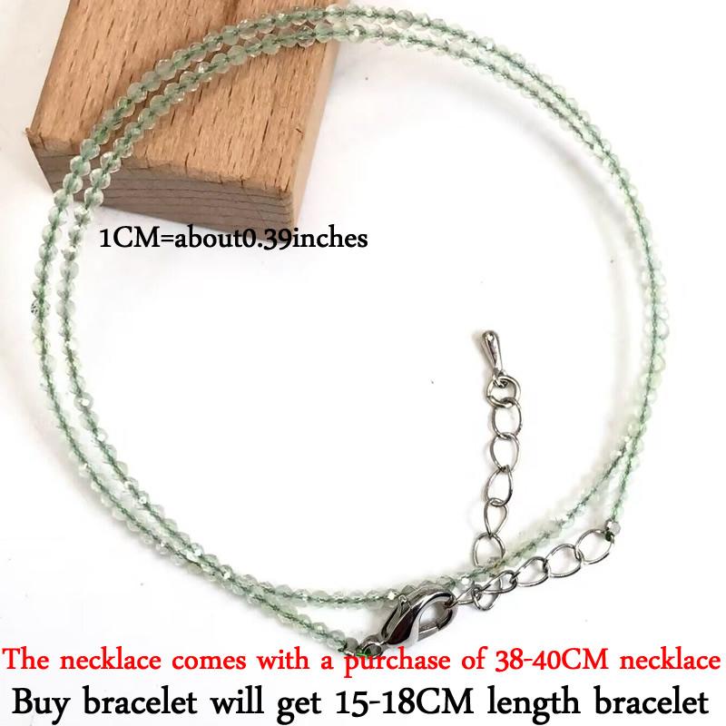 Small Natural Stone Bead Necklace Bracelet for Women,Zircon tourmaline pearl Necklace with , Reki Clavicle Chain, Choker, 2-3mm