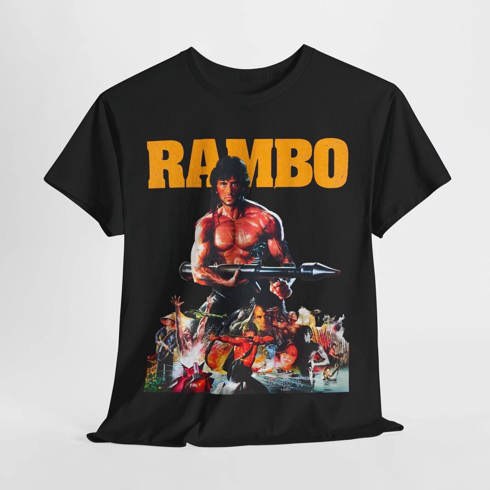 Rambo First Blood Part II 1985 Sylvester Stallone Unisex Heavy Cotton Tee S