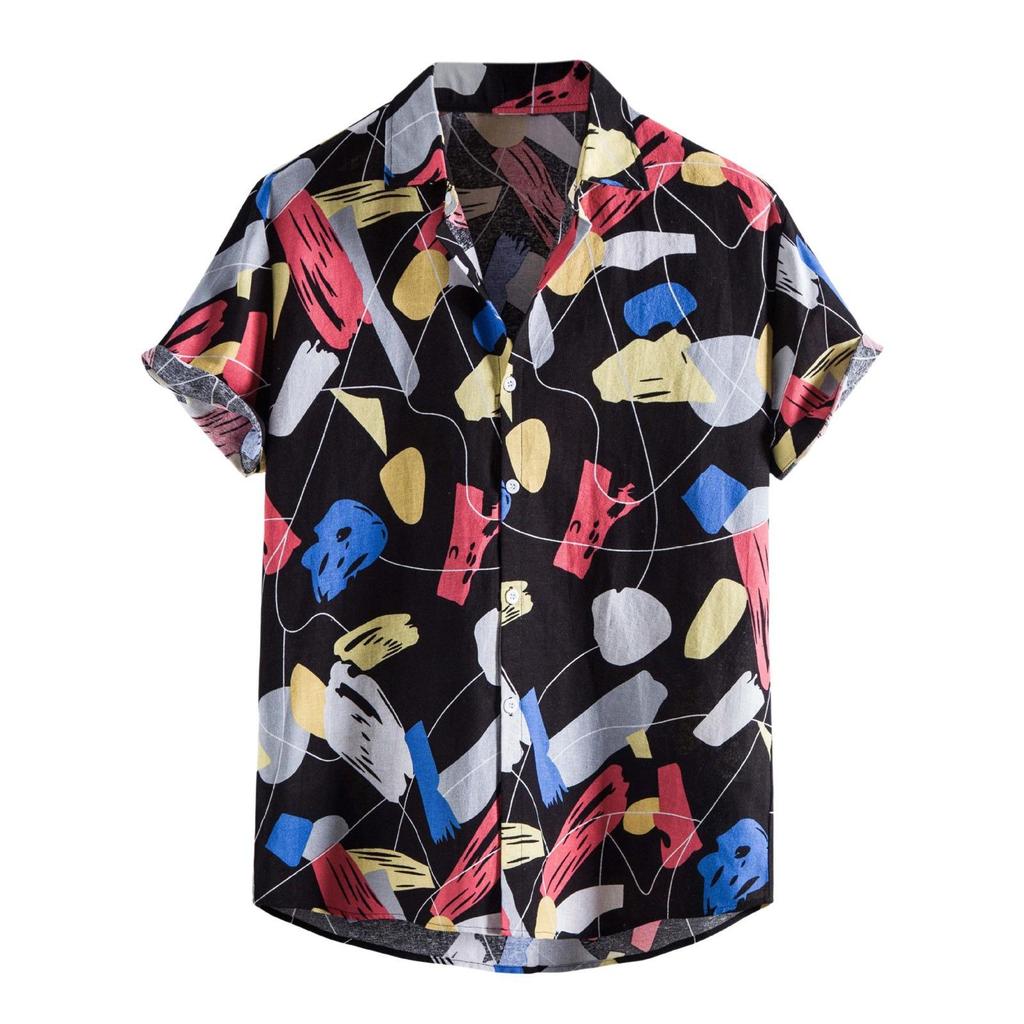 Camicia Casual Estiva da Uomo Taglie Forti con Stampa Digitale 3D a Maniche Corte