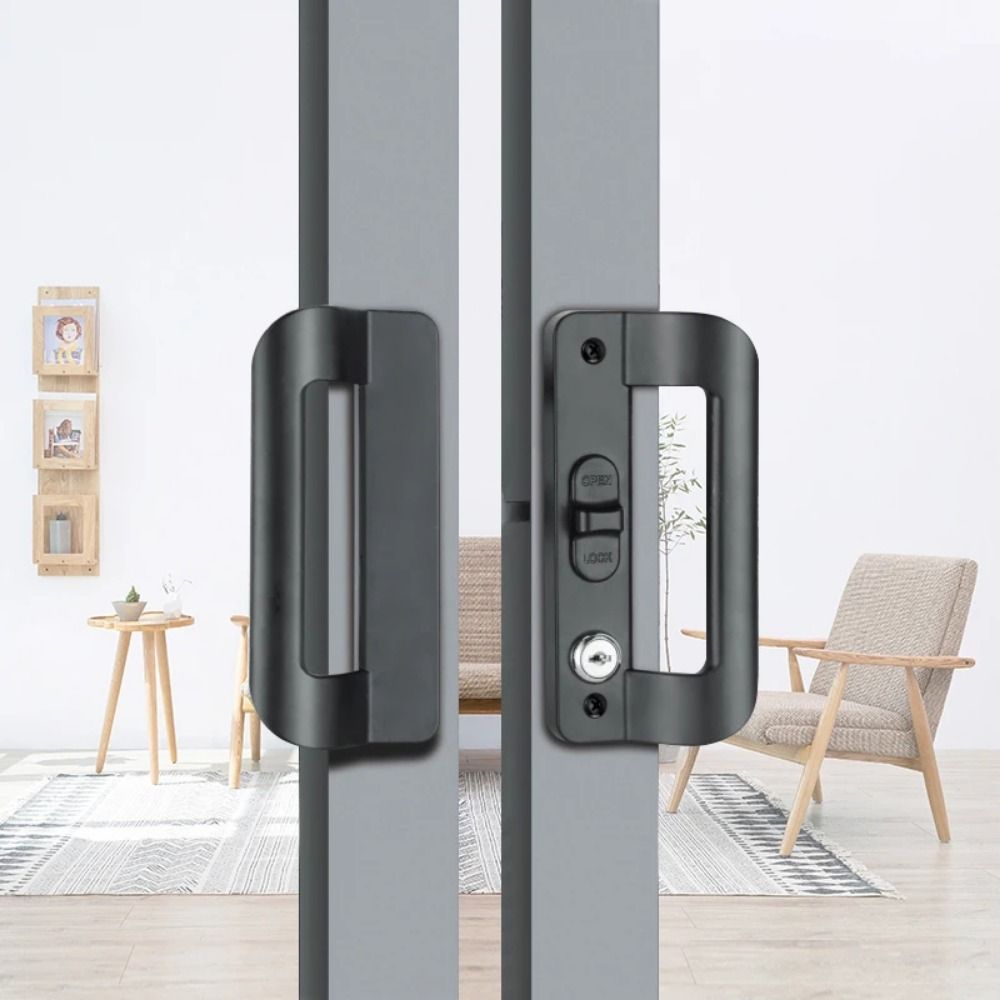 With Key Anti-theft Door Lock Set with Handle Sliding Door Handle Replacement  Household Hardware