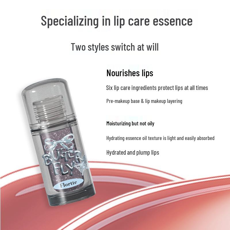 Translucent Glass Lips: FLORTTE Floria Butterfly Lip Essence Gloss Lipstick for Women