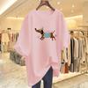Women's Loose Fit Pure Cotton Niche Print Short Sleeve T-Shirt
