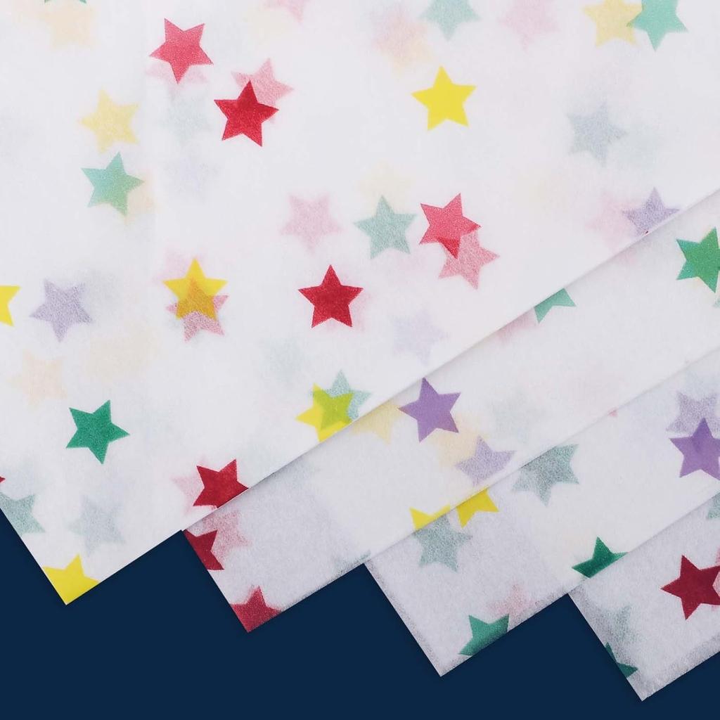 50pcs Colorful Star Pattern Tissue Paper – 19.68x13.78 Inch Gift Wrapping Paper, for Wedding, Birthday Party & DIY Craft Decoration