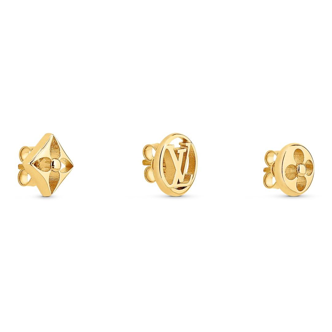 

Louis Vuitton Crazy In Lock Monogram Набір з трьох предметів Сережки з фурнітурою Стиль для пар Унісекс аксесуари Золотий M00395 Basic Packaging-Dust Bag+Box