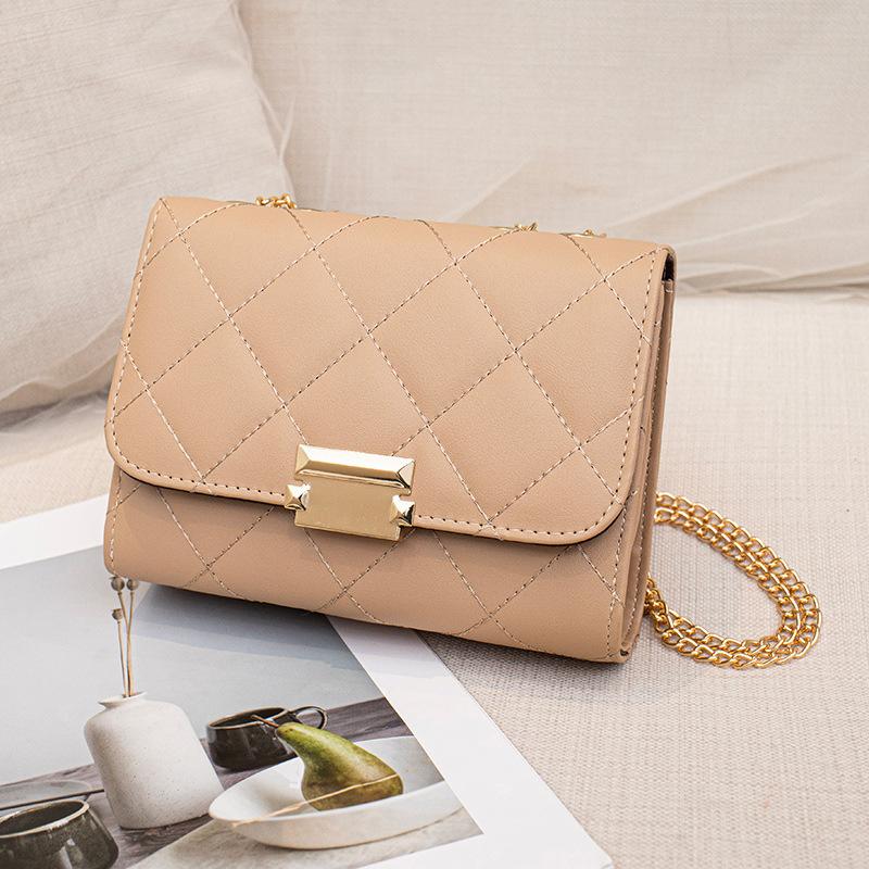 

Темпераментная простая бумажная квадратная сумка, сумка для стилизации, новый продукт весна-лето 2025, сумка-цепочка с ромбовидной вышивкой абрикосовый