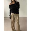 Fashion Style Off Shoulder Elegant Silm Chest Wrap Knitting Sweater Off Shoulder Knitted Sweater
