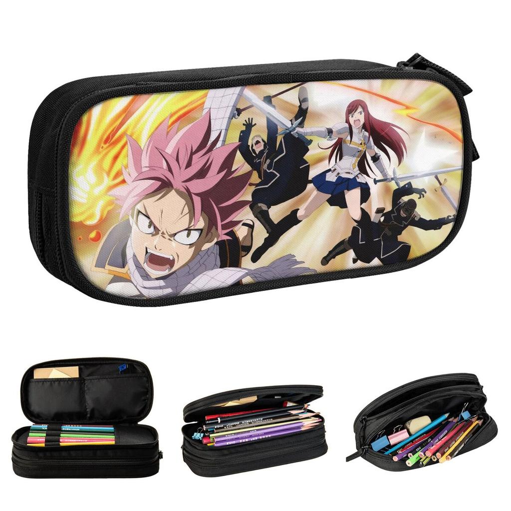 Anime Fairy Tail Pencil Case Classic Magic Adventure Pen Bags for Student Large Storage Students School Cosmetic Pencilcases