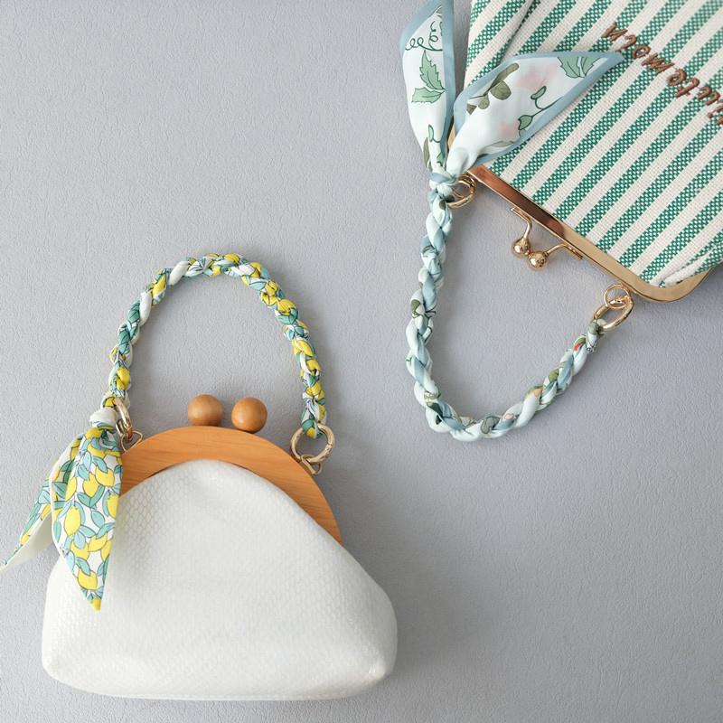 New Fashion Spring Woman Handbag Accessory Part Chains Detachable Replacement Floral Print Silk Strap Women DIY Chain Bag Handls