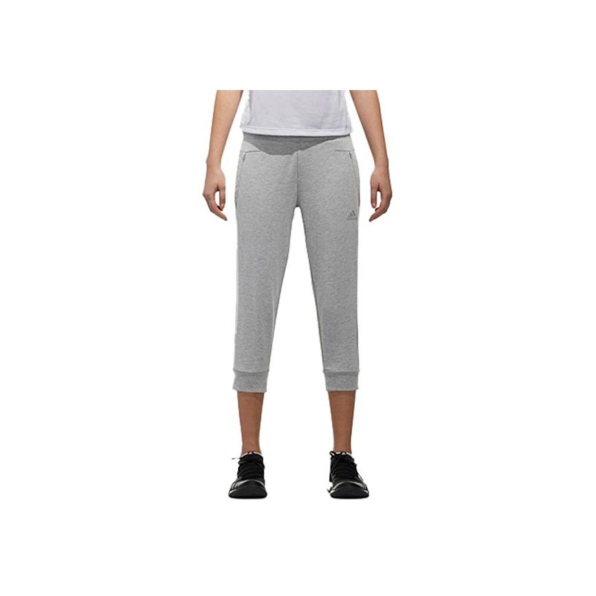 Adidas Side Stripe Drawstring Slim Fit Seven-Point Sports Pants Women Pants Medium-Grey DT2514