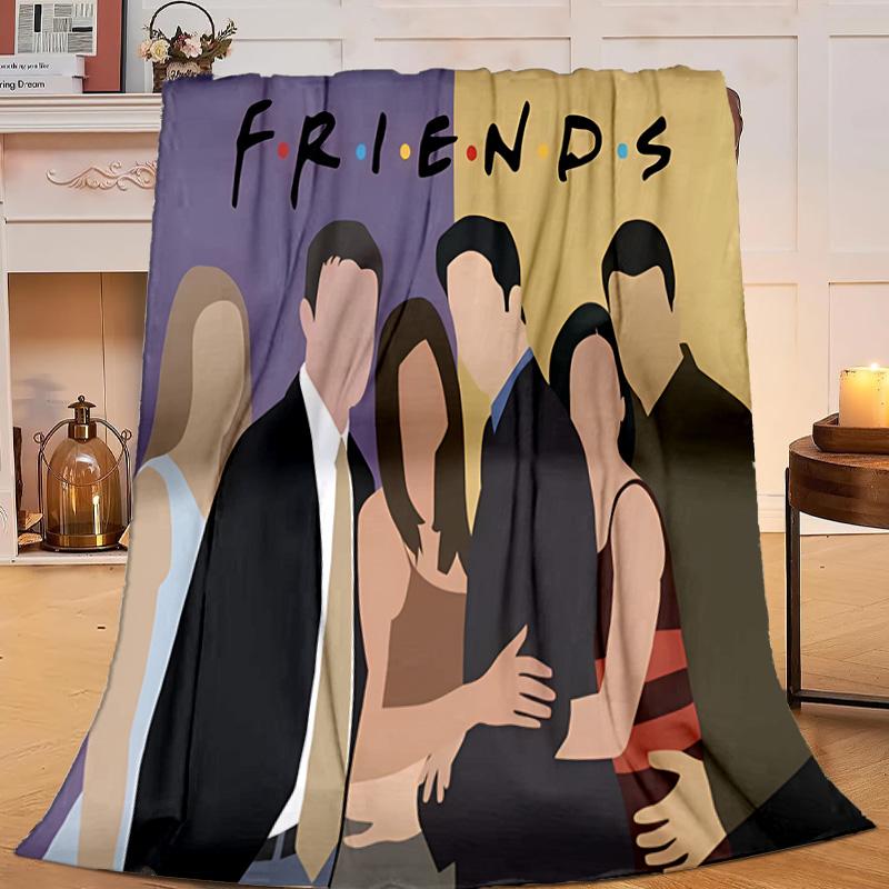 1PC Friends Cartoon Characters Flannel Blanket Gift, Suitable for Both Men And Women, Soft Ideal for Beds And Sofa, Birthday Or Christmas Gift