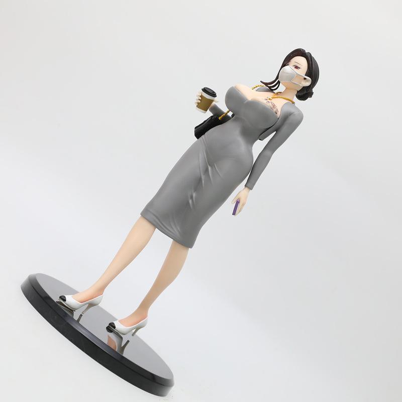 Anime Action Figure Masked Office Lady PVC Doll With Coffee Cup Elegant Mature Female PC Case Desktop Ornament For Anime Fans