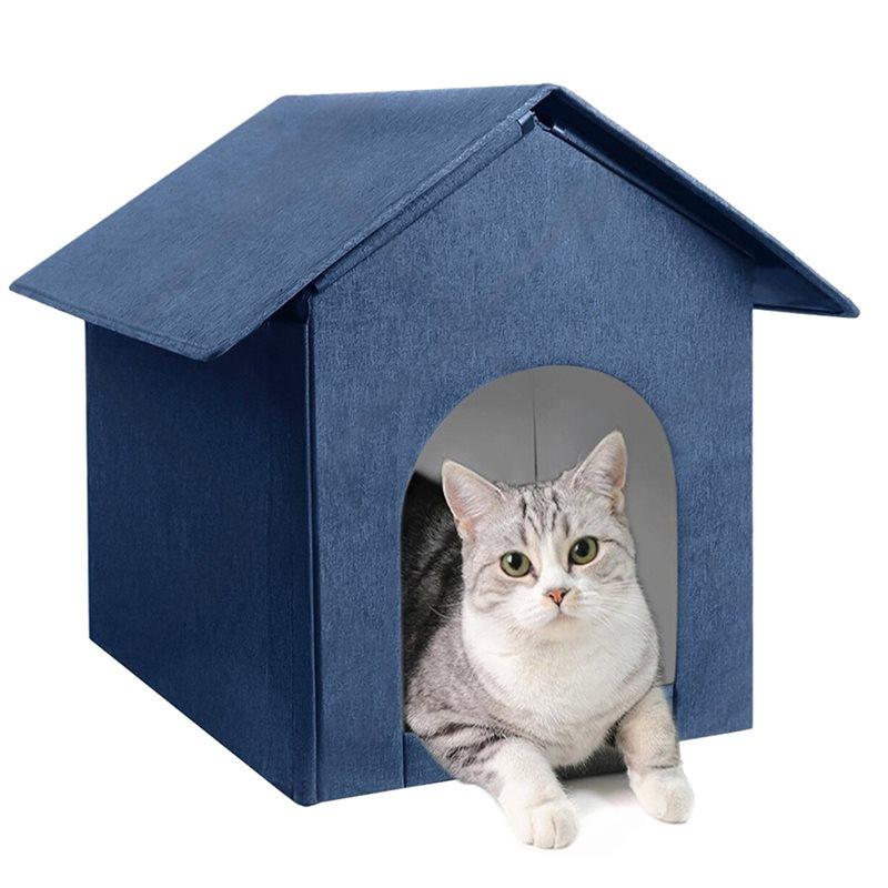 

A84E-Outdoor Cat Houses, Insulated Cat And Dog Shelters, Weatherproof, Waterproof Stray Cat House Design синій