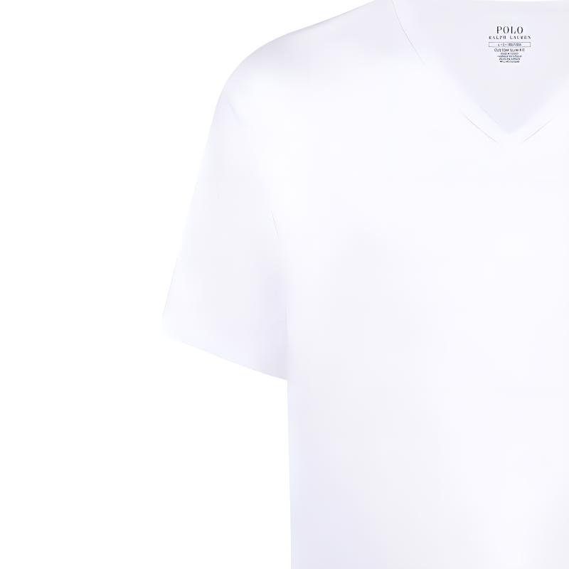 Polo Ralph Lauren Solid Color V-Neck Cotton Small Logo Embroidered Short Sleeve T-Shirt Men Tops White 710671453-008