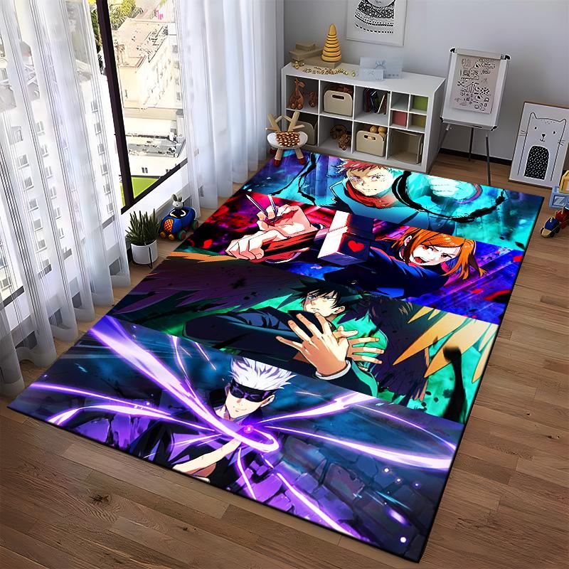 Anime Themed Carpet with Vibrant Colors Featuring Action Characters Suitable for use as an anti-slip for living room bedroom sofas