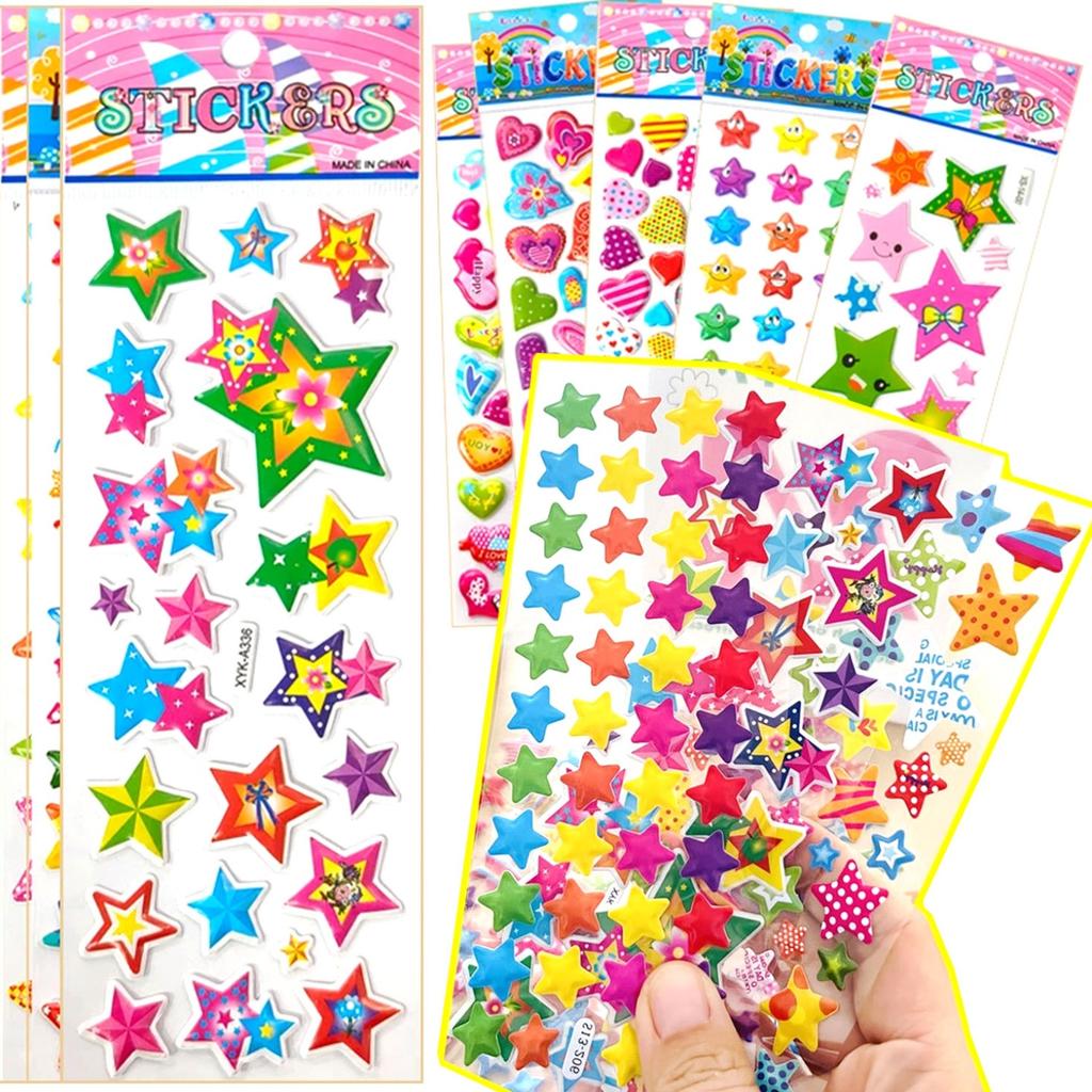 10PCS 3D Star Bubble Stickers - Reward Decals for Scrapbooking, School/Office Sealing Sticker Decor ZSY